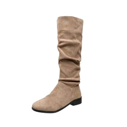 Suede Pleated High Boots