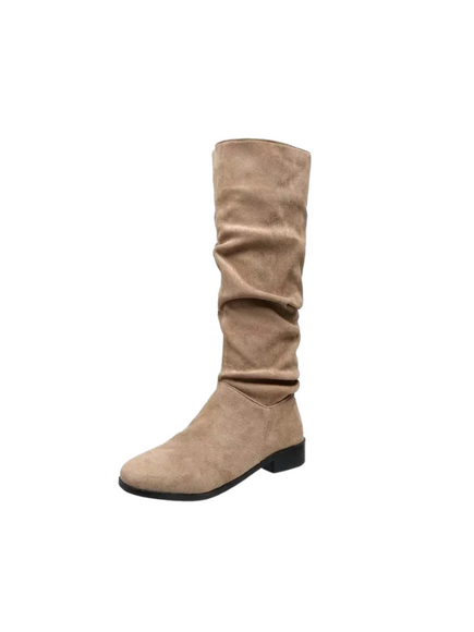 Suede Pleated High Boots